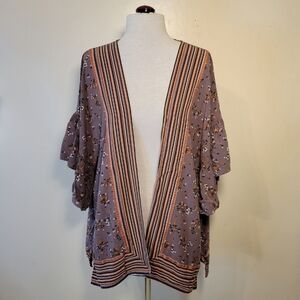 Matilda Jane Women's XS/S "Along the way" Over sized Boxy Bird Floral Kimono Top